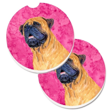 Carolines Treasures Pink Mastiff Set of 2 Cup Holder Car Coaster SS4796-PKCARC